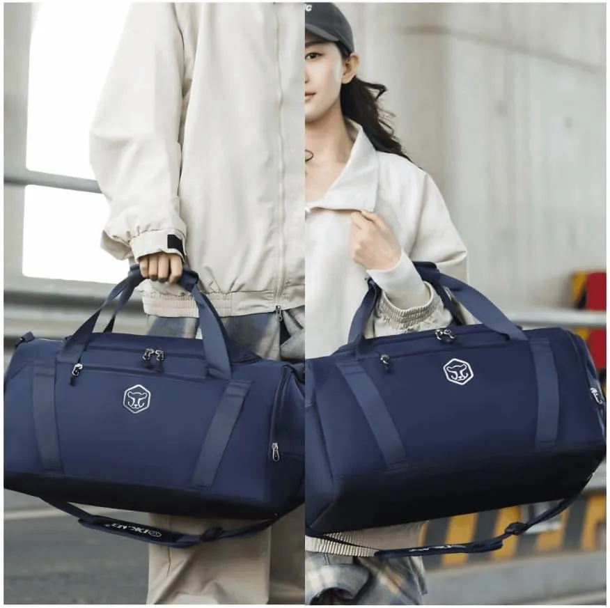 Gym Bag for Women with Shoe Compartment, Weekender Bag Travel Bag for Women, Dry-Wet Separation, Multifunctional Large Capacity and Premium Oxford Fabric (Blue)