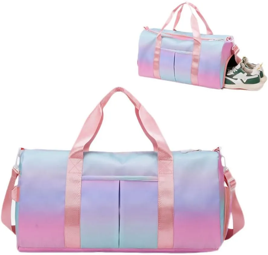 Gym Bag for Women with Shoe Compartment, Weekender Bag Travel Bag for Women, Dry-Wet Separation, Multifunctional Large Capacity and Premium Oxford Fabric (Pink)