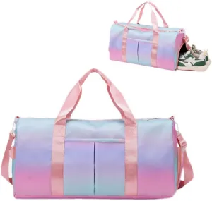 Gym Bag for Women with Shoe Compartment, Weekender Bag Travel Bag for Women, Dry-Wet Separation, Multifunctional Large Capacity and Premium Oxford Fabric (Pink)