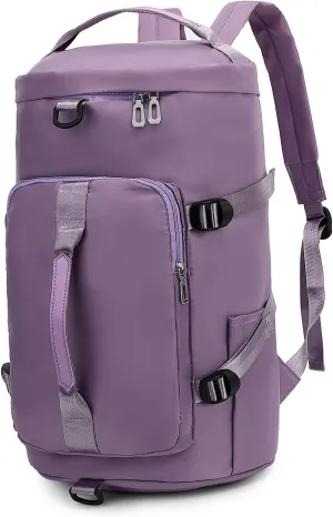 Gym Bag for Women,Waterproof Duffel Backpack Sports Duffle Bag with Shoes Compartment,Carry On Rucksack Daypack for Travel Yoga Camping (Purple)
