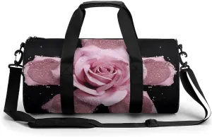 Gym Bag Glitter Rose Duffel Bag for Men Women Overnight Bag with Shoe Compartment Workout Bags