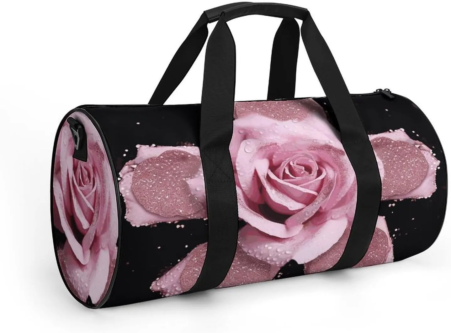 Gym Bag Glitter Rose Duffel Bag for Men Women Overnight Bag with Shoe Compartment Workout Bags