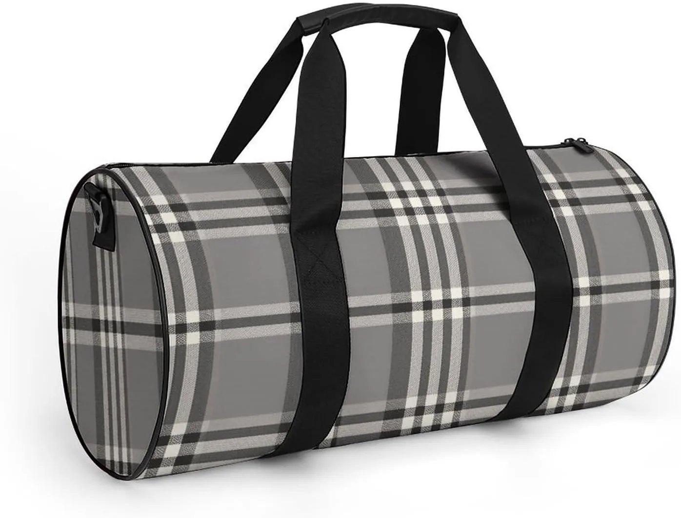 Gym Bag Gray Plaid Lines Duffel Bag for Men Women Overnight Bag with Shoe Compartment Workout Bags
