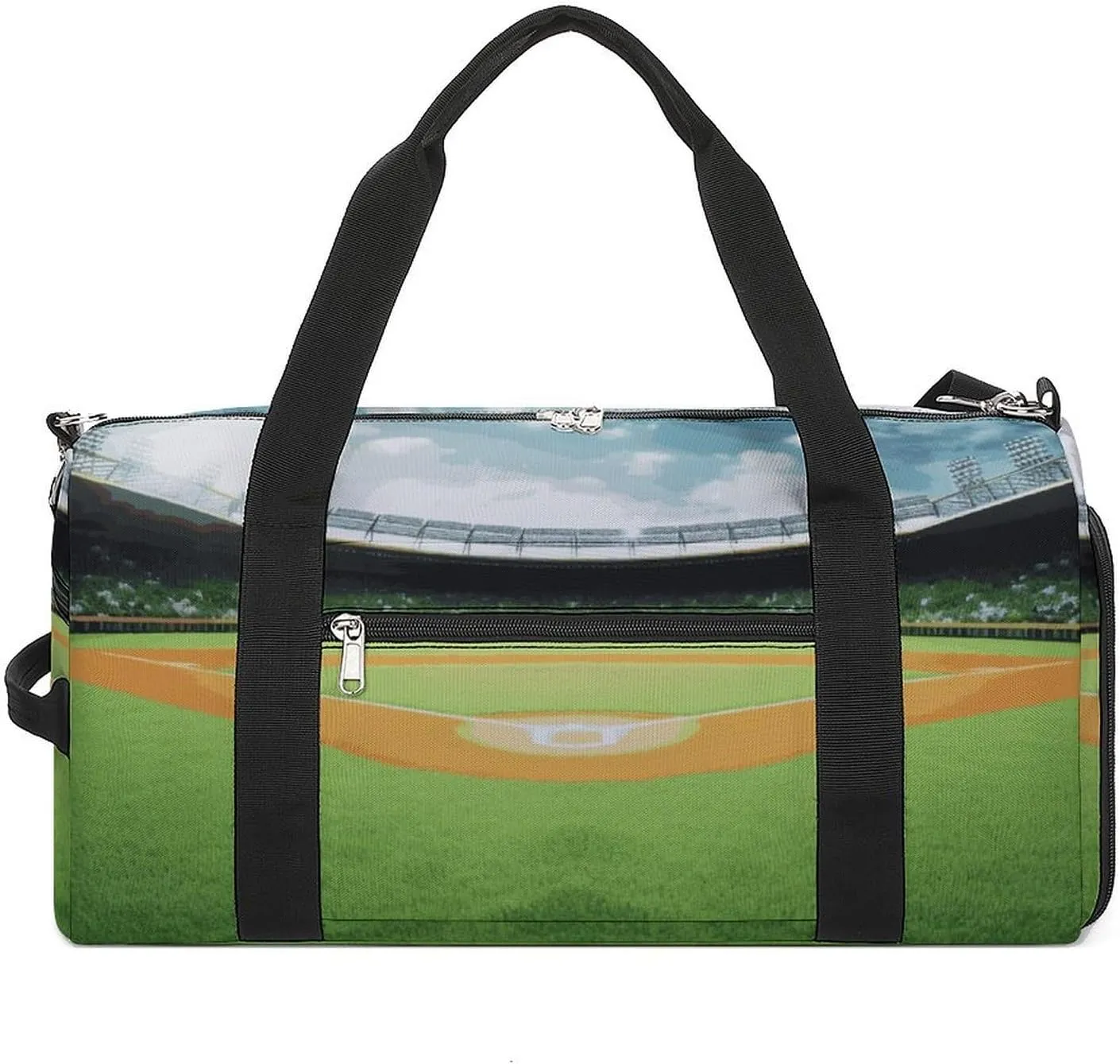 Gym Bag Green Baseball Field Backdrop Duffel Bag for Men Women Overnight Bag with Shoe Compartment Workout Bags