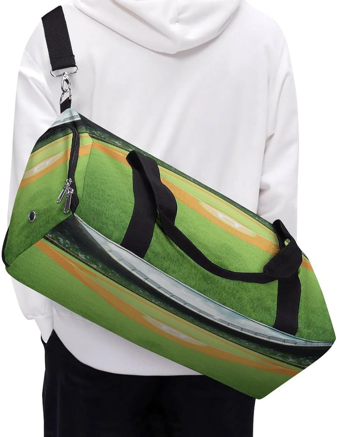 Gym Bag Green Baseball Field Backdrop Duffel Bag for Men Women Overnight Bag with Shoe Compartment Workout Bags