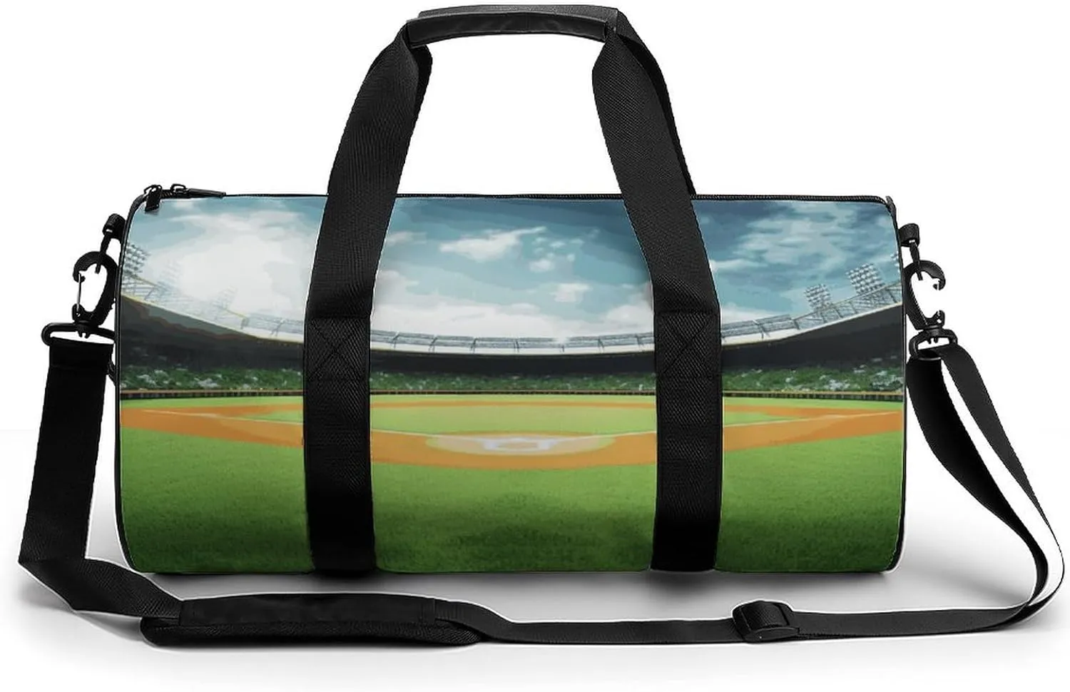 Gym Bag Green Baseball Field Backdrop Duffel Bag for Men Women Overnight Bag with Shoe Compartment Workout Bags