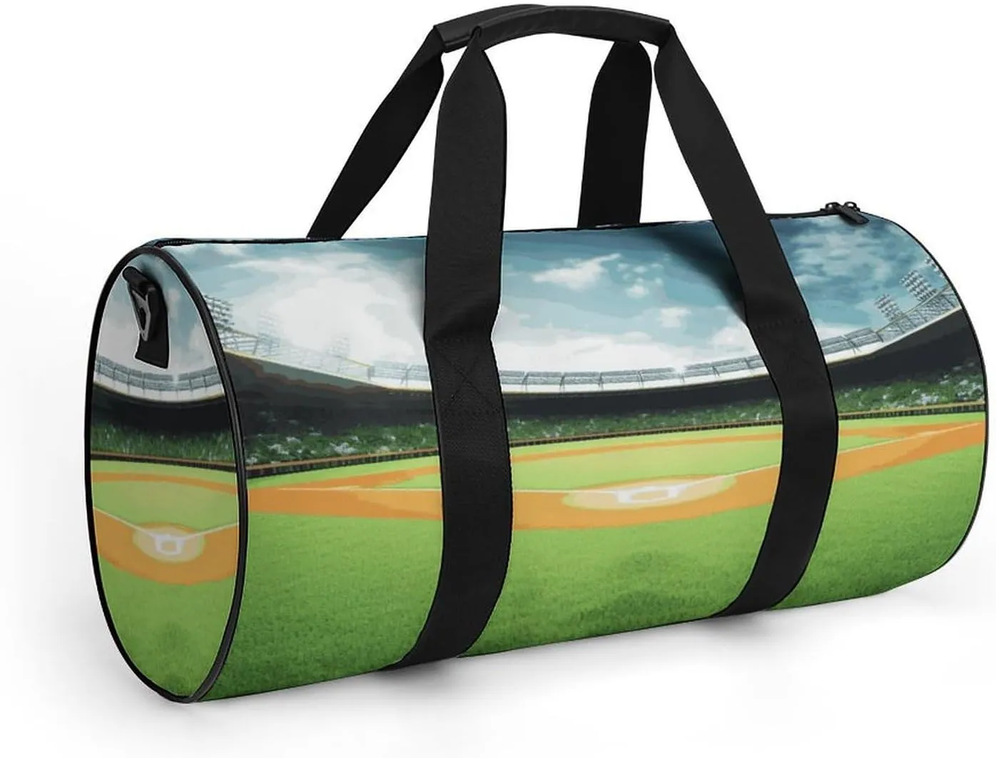 Gym Bag Green Baseball Field Backdrop Duffel Bag for Men Women Overnight Bag with Shoe Compartment Workout Bags