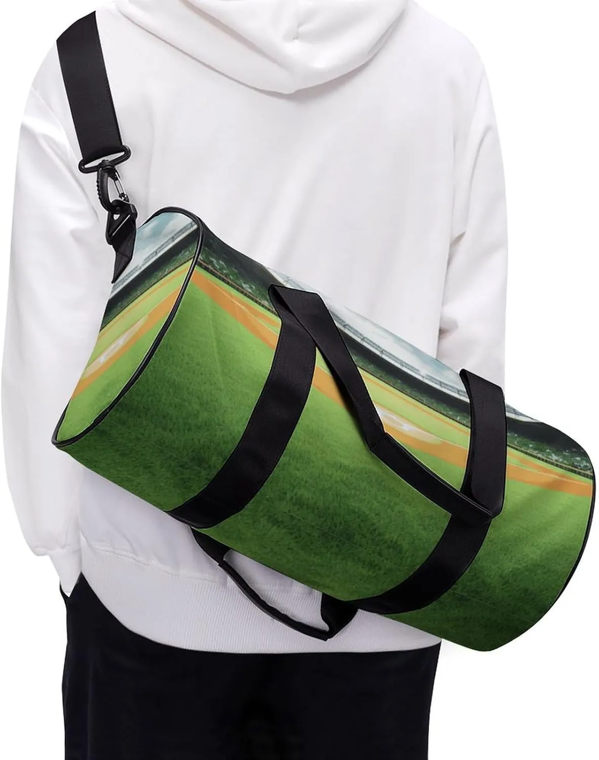 Gym Bag Green Baseball Field Backdrop Duffel Bag for Men Women Overnight Bag with Shoe Compartment Workout Bags