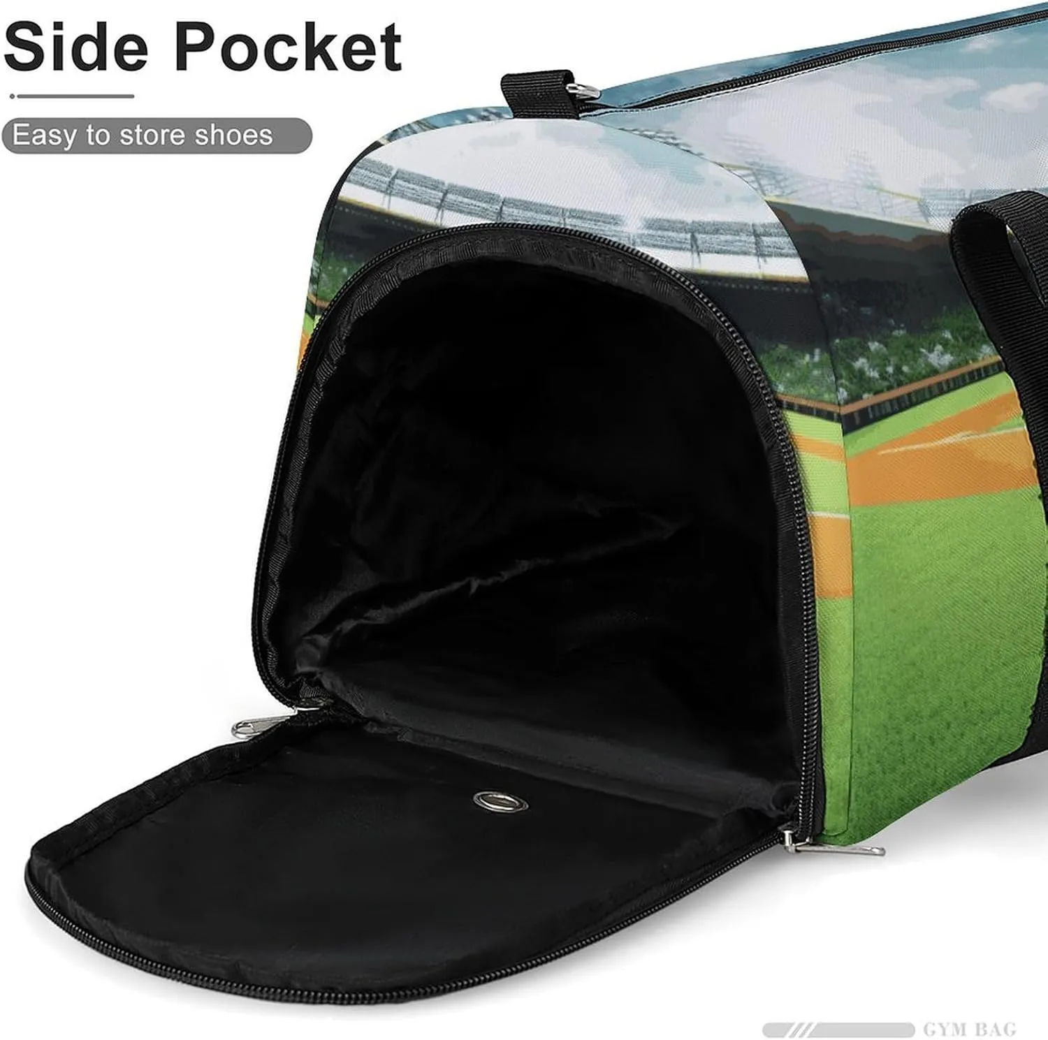 Gym Bag Green Baseball Field Backdrop Duffel Bag for Men Women Overnight Bag with Shoe Compartment Workout Bags