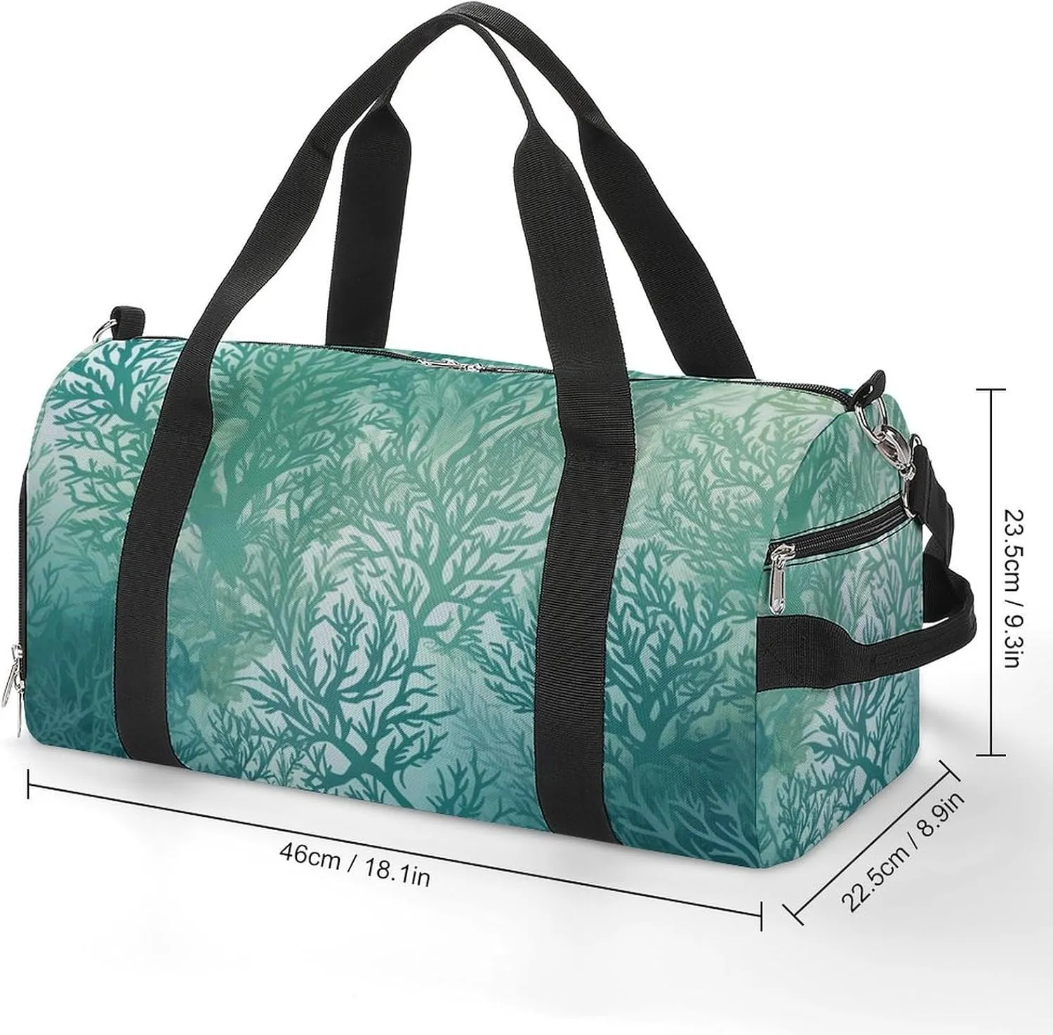 Gym Bag Green Sea Blue Seaweed Duffel Bag for Men Women Travel Overnight Bag with Shoe Compartment Workout Bags