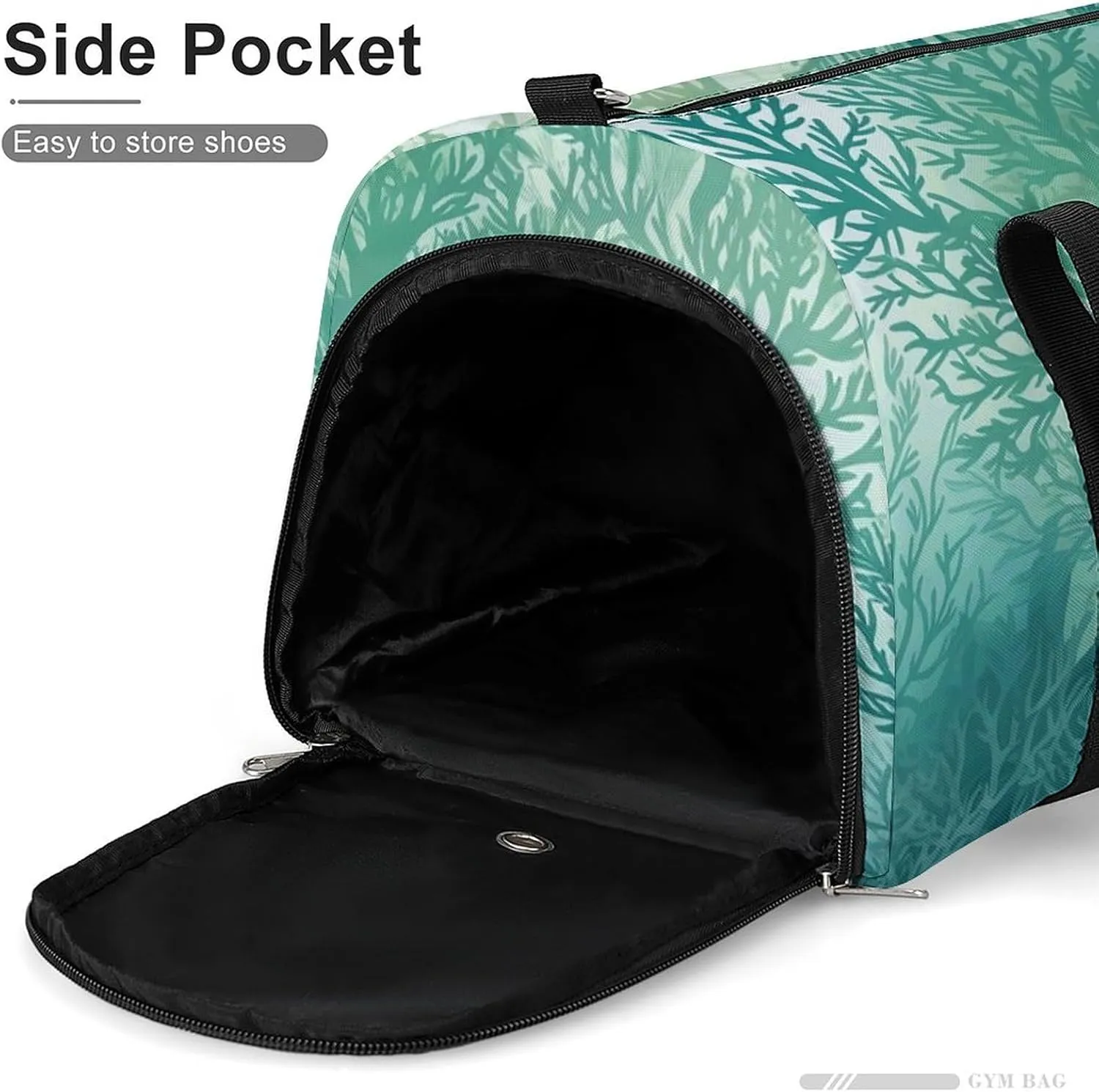Gym Bag Green Sea Blue Seaweed Duffel Bag for Men Women Travel Overnight Bag with Shoe Compartment Workout Bags