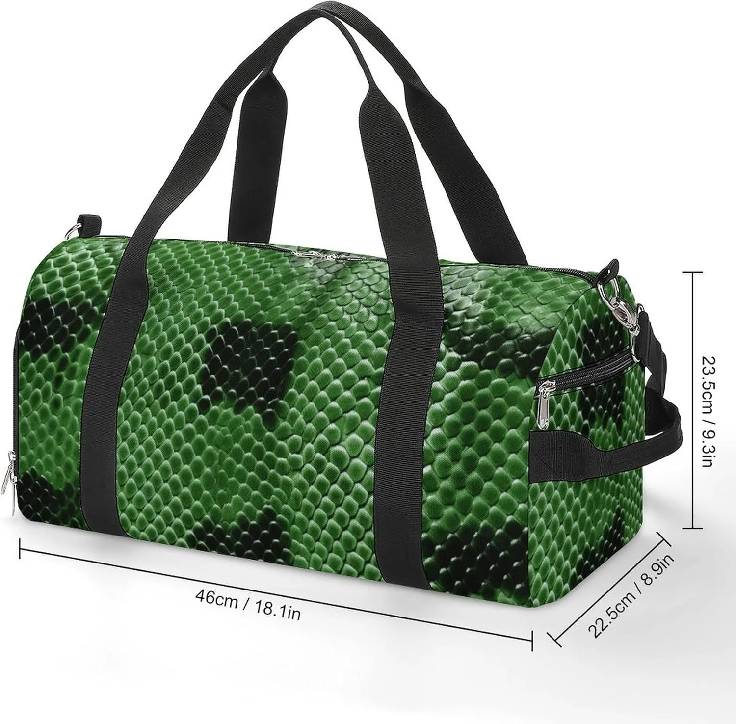 Gym Bag Green Snakeskin Duffel Bag for Men Women Overnight Bag with Shoe Compartment Workout Bags