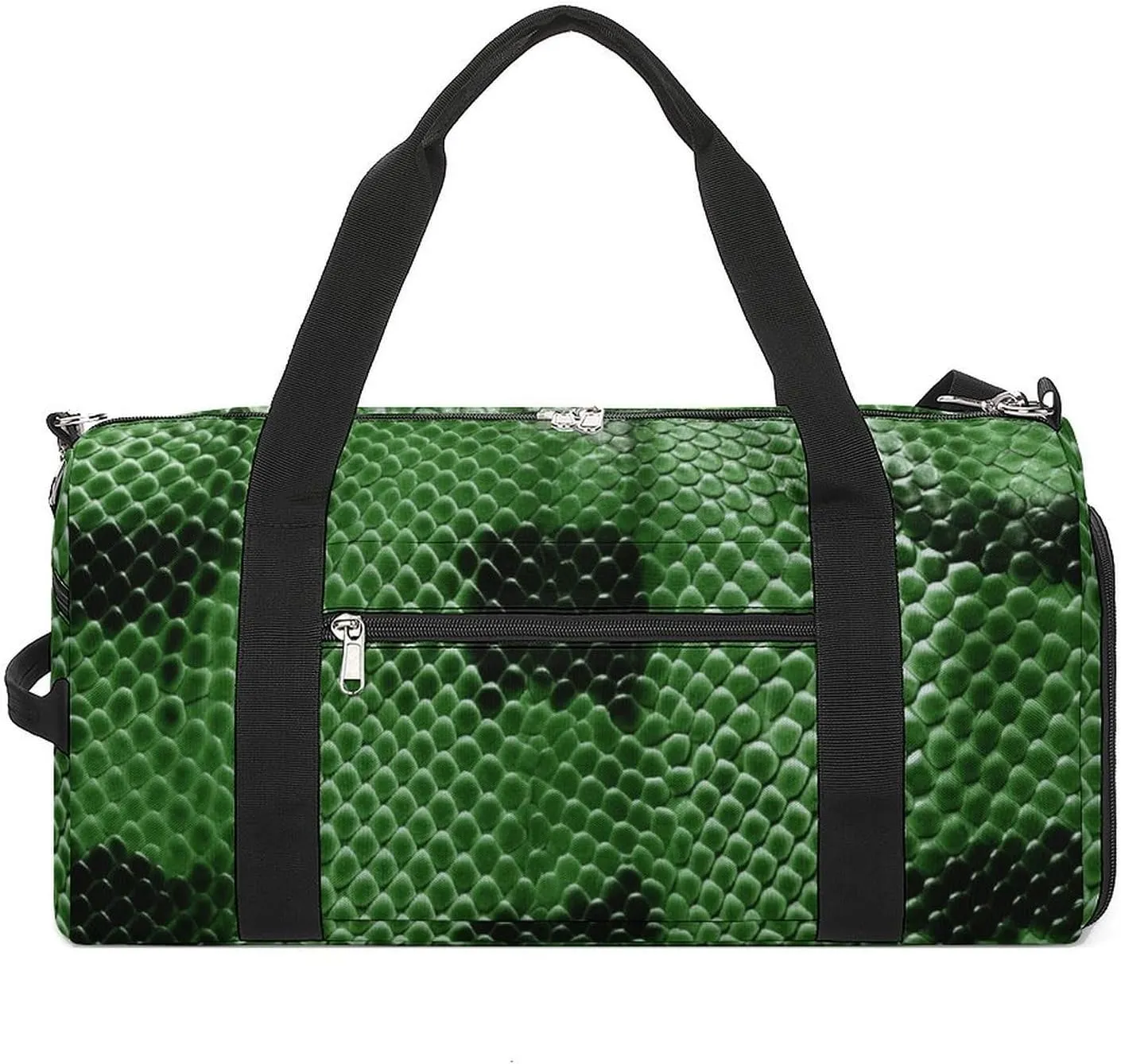 Gym Bag Green Snakeskin Duffel Bag for Men Women Overnight Bag with Shoe Compartment Workout Bags