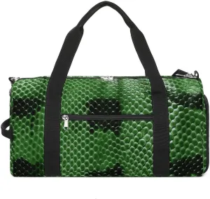 Gym Bag Green Snakeskin Duffel Bag for Men Women Overnight Bag with Shoe Compartment Workout Bags