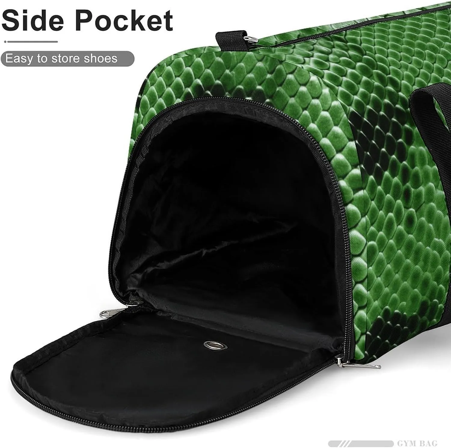 Gym Bag Green Snakeskin Duffel Bag for Men Women Overnight Bag with Shoe Compartment Workout Bags