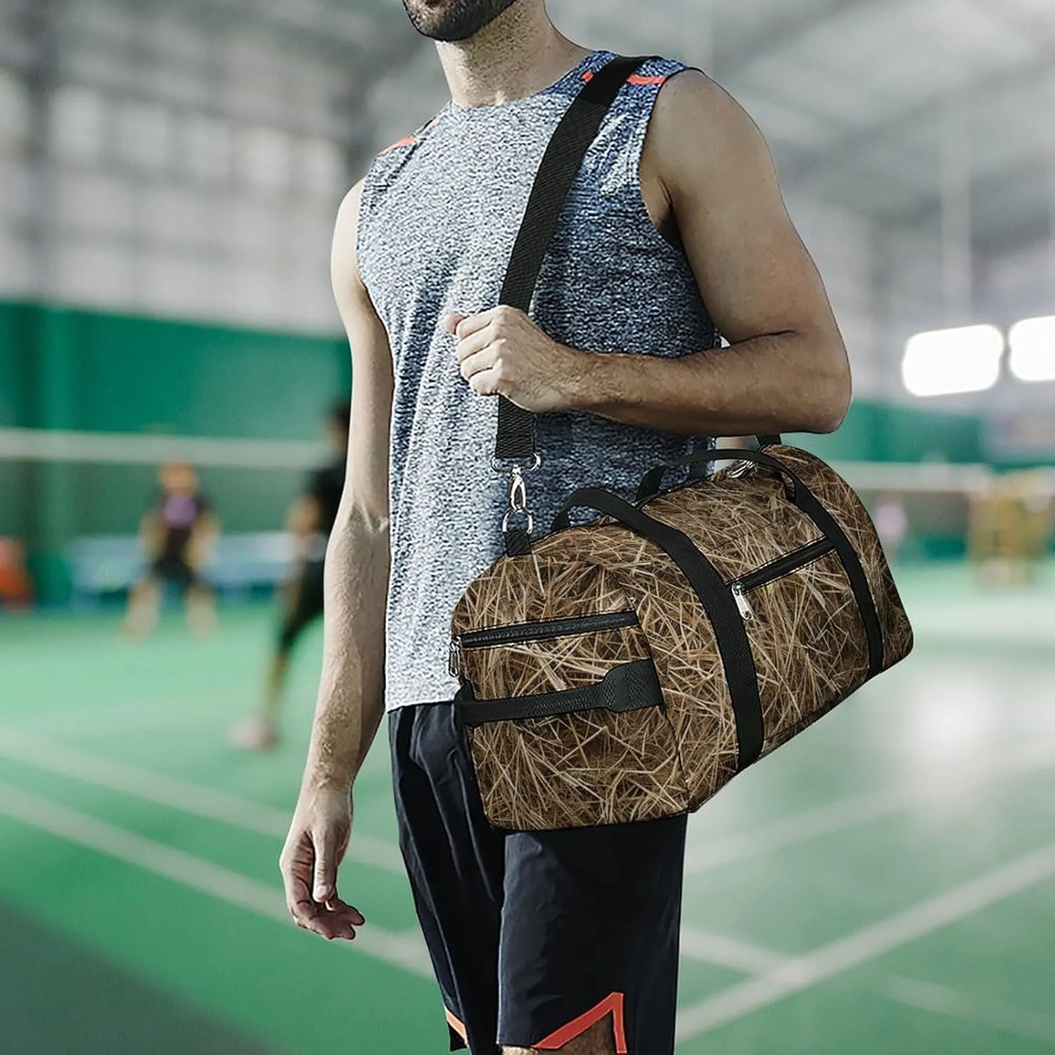 Gym Bag Hay Texture Photo Duffel Bag for Men Women Overnight Bag with Shoe Compartment Workout Bags
