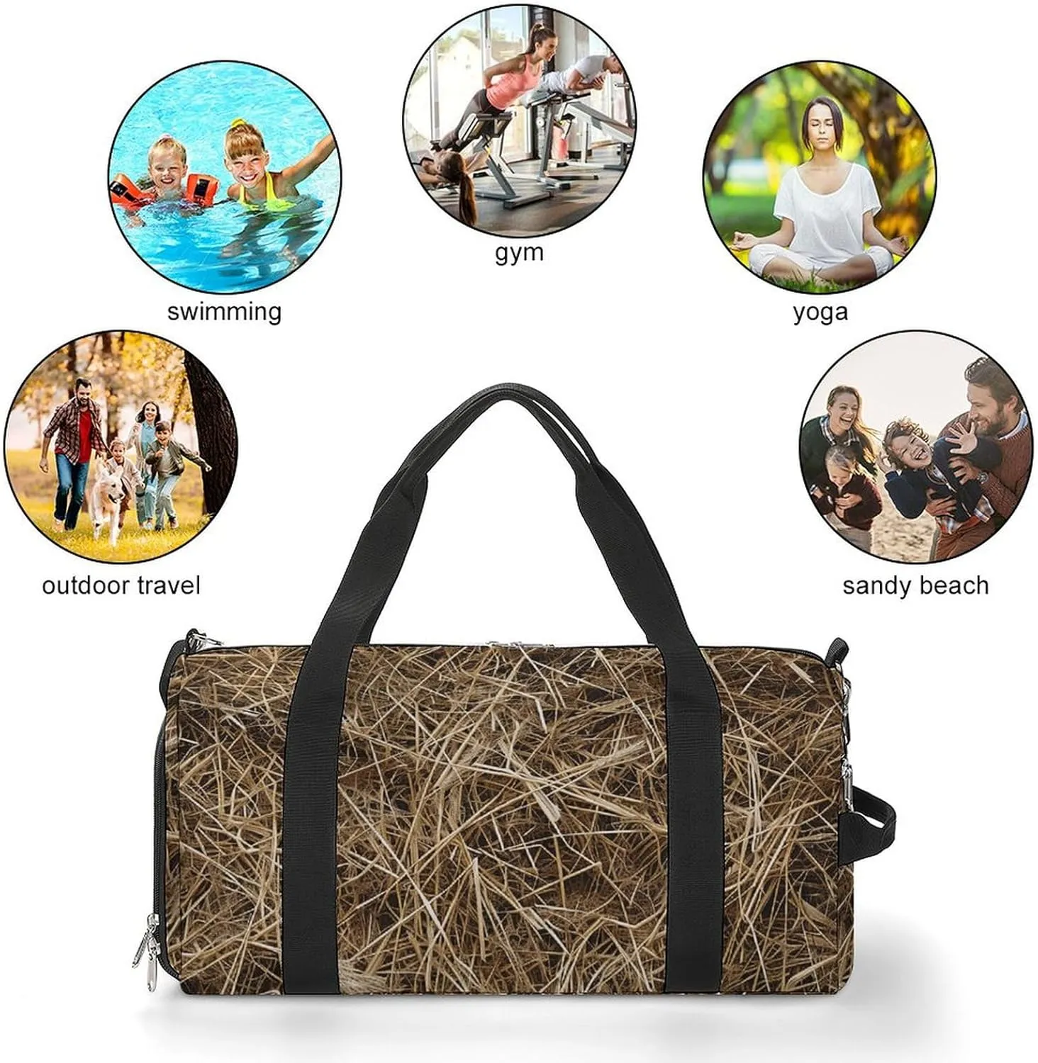 Gym Bag Hay Texture Photo Duffel Bag for Men Women Overnight Bag with Shoe Compartment Workout Bags