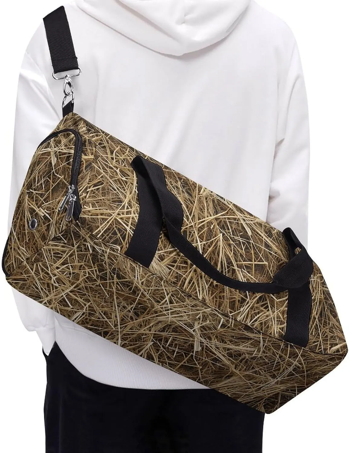 Gym Bag Hay Texture Photo Duffel Bag for Men Women Overnight Bag with Shoe Compartment Workout Bags