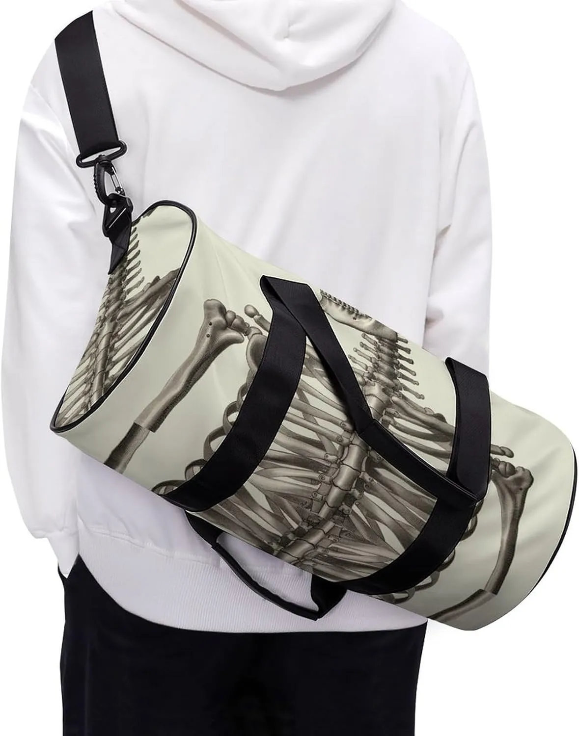 Gym Bag Human Skeleton Duffel Bag for Men Women Overnight Bag with Shoe Compartment Workout Bags