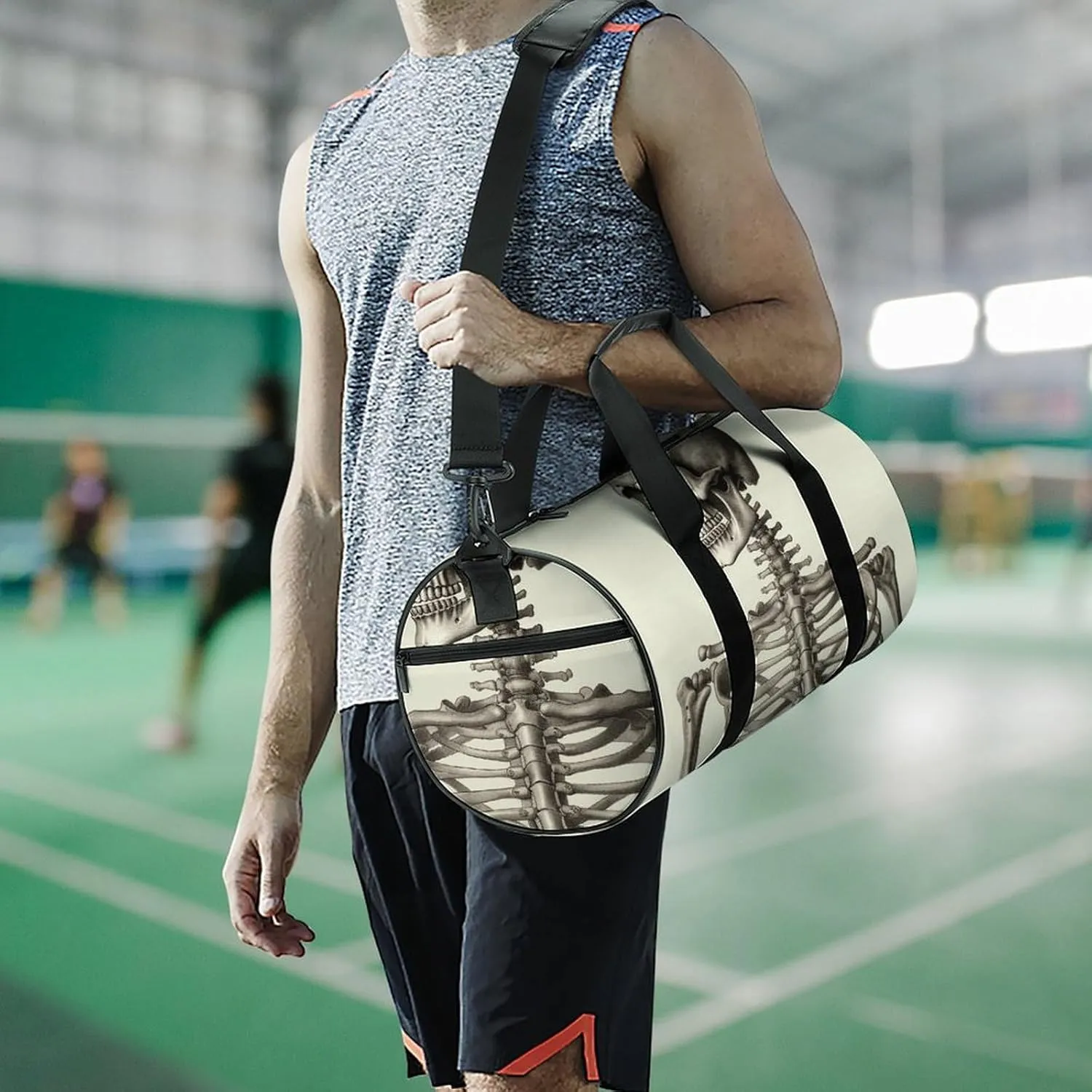Gym Bag Human Skeleton Duffel Bag for Men Women Overnight Bag with Shoe Compartment Workout Bags