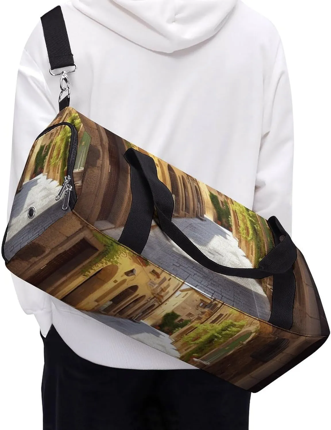 Gym Bag Italian Street Duffel Bag for Men Women Overnight Bag with Shoe Compartment Workout Bags