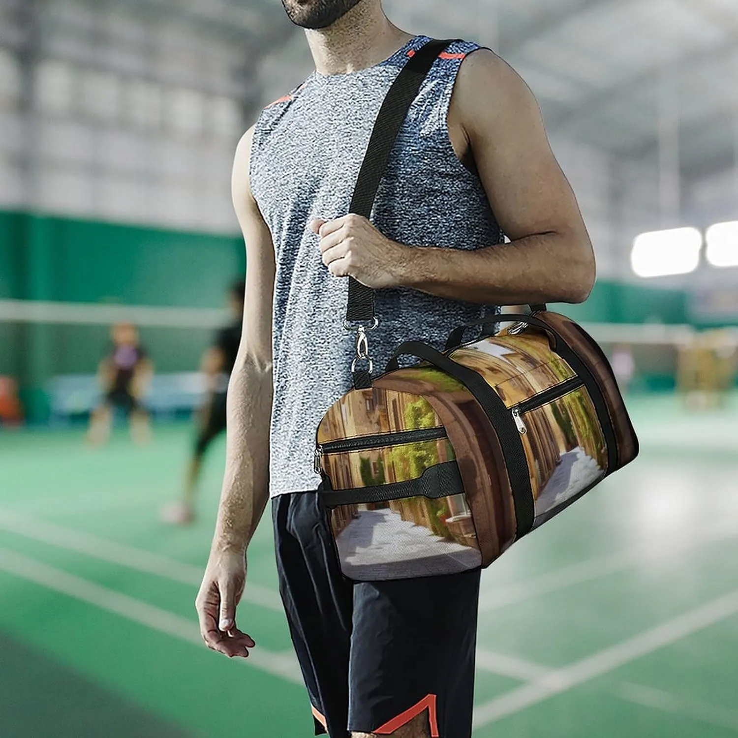 Gym Bag Italian Street Duffel Bag for Men Women Overnight Bag with Shoe Compartment Workout Bags