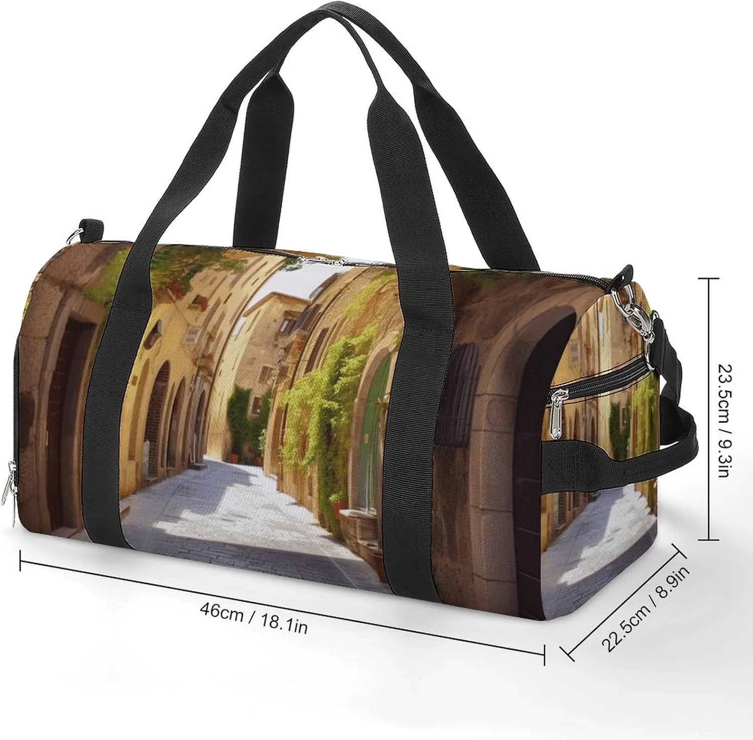 Gym Bag Italian Street Duffel Bag for Men Women Overnight Bag with Shoe Compartment Workout Bags