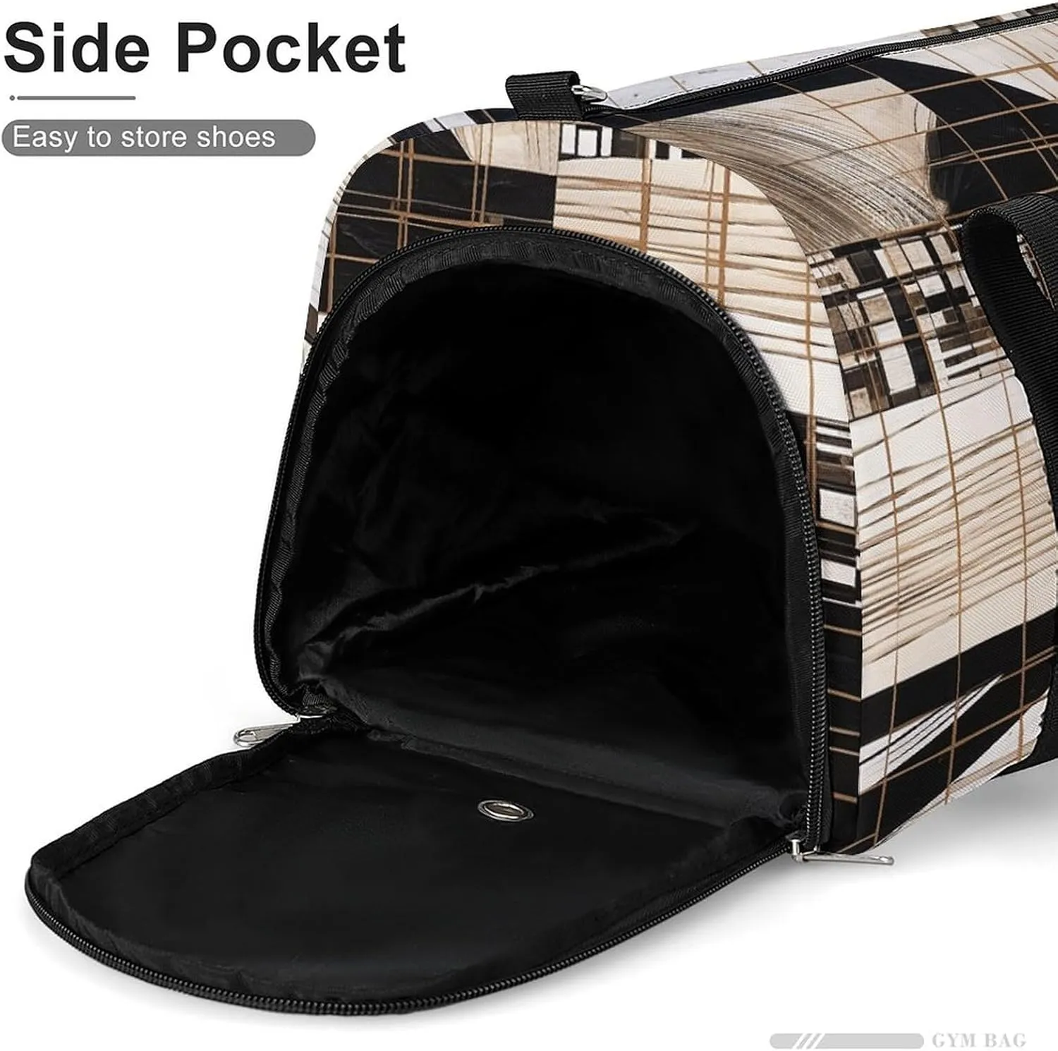 Gym Bag Lines And Squares Duffel Bag for Men Women Overnight Bag with Shoe Compartment Workout Bags