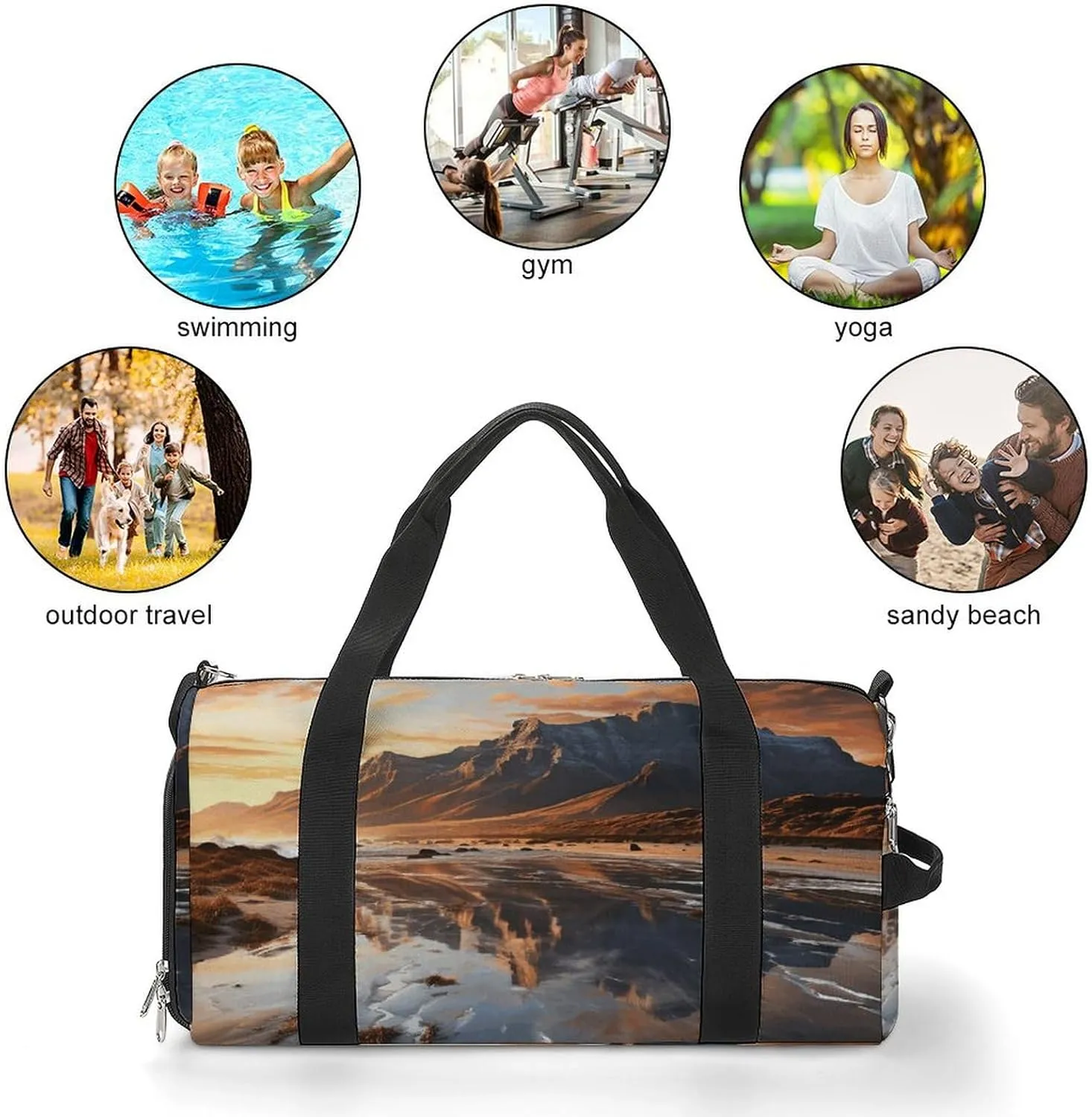 Gym Bag Mountain at Sunrise Duffel Bag for Men Women Overnight Bag with Shoe Compartment Workout Bags