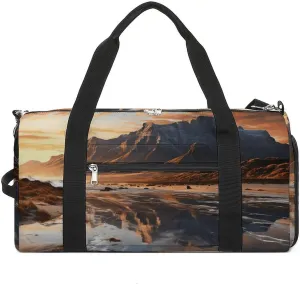 Gym Bag Mountain at Sunrise Duffel Bag for Men Women Overnight Bag with Shoe Compartment Workout Bags
