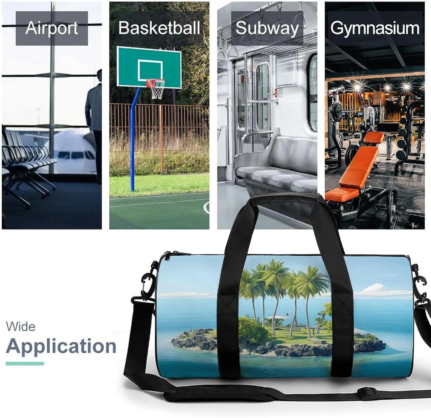 Gym Bag Ocean Island Duffel Bag for Men Women Overnight Bag with Shoe Compartment Workout Bags