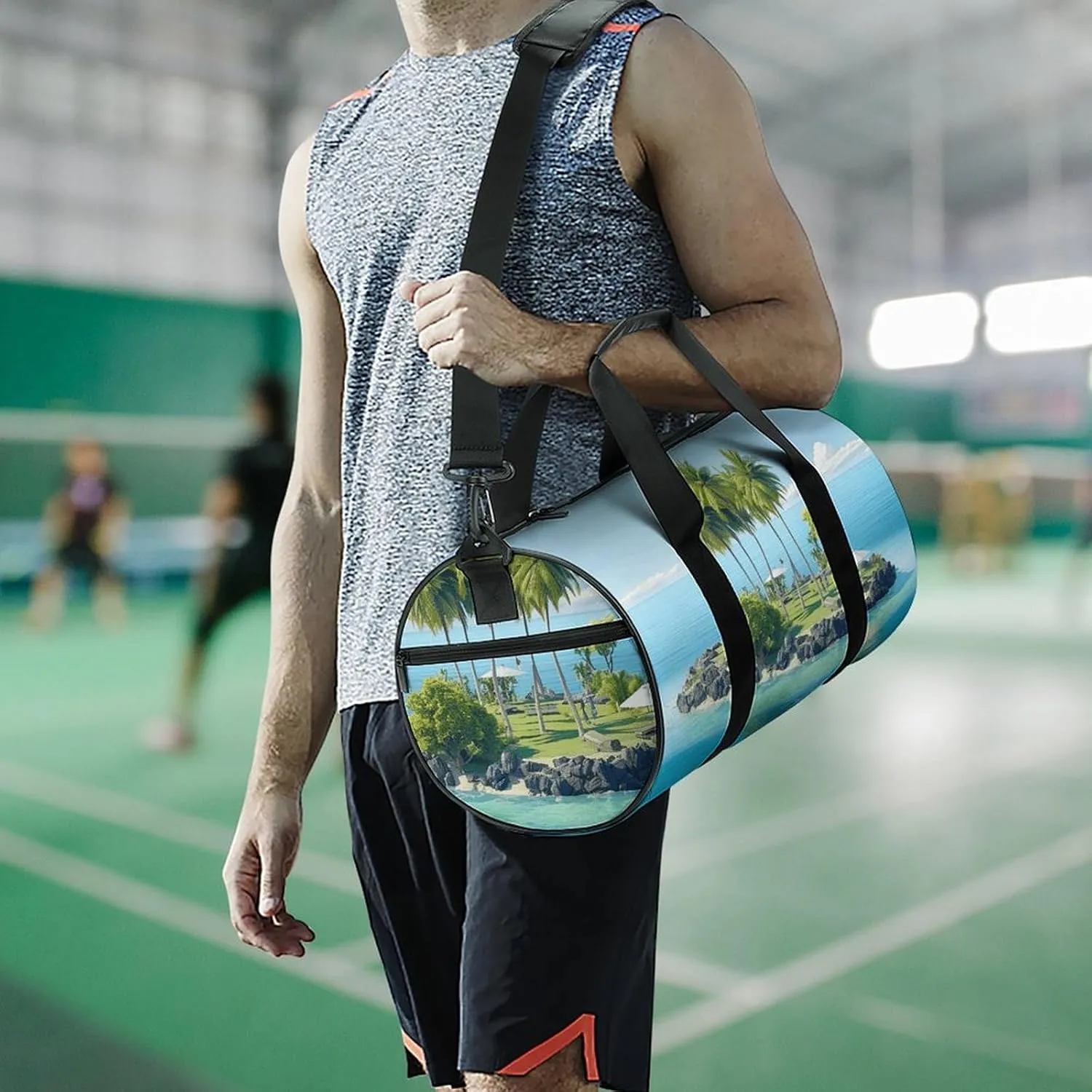 Gym Bag Ocean Island Duffel Bag for Men Women Overnight Bag with Shoe Compartment Workout Bags