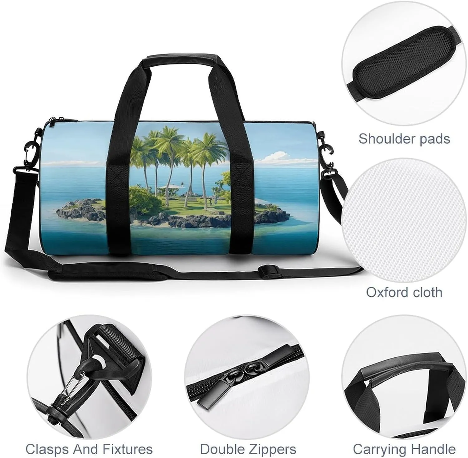 Gym Bag Ocean Island Duffel Bag for Men Women Overnight Bag with Shoe Compartment Workout Bags
