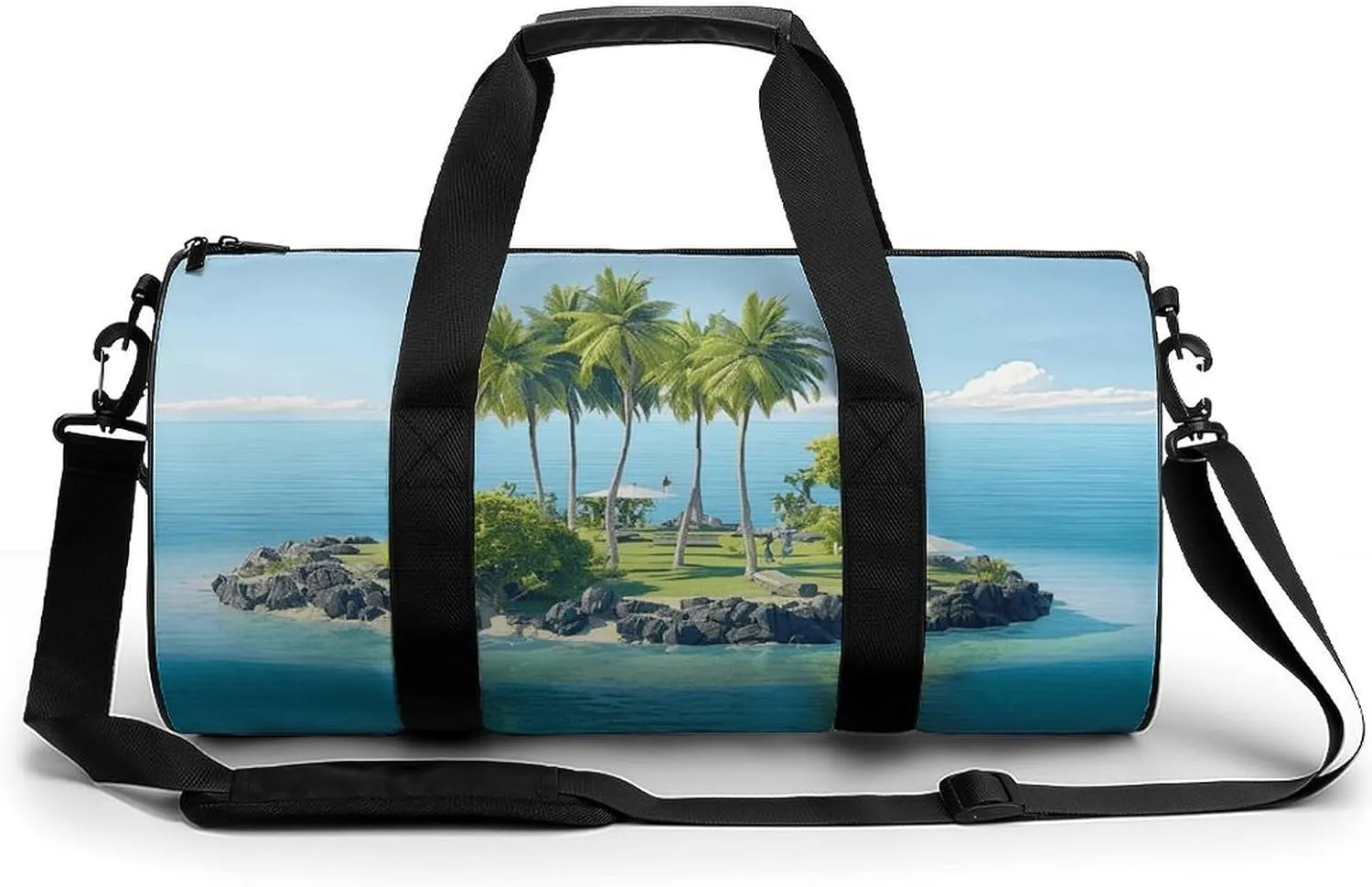 Gym Bag Ocean Island Duffel Bag for Men Women Overnight Bag with Shoe Compartment Workout Bags