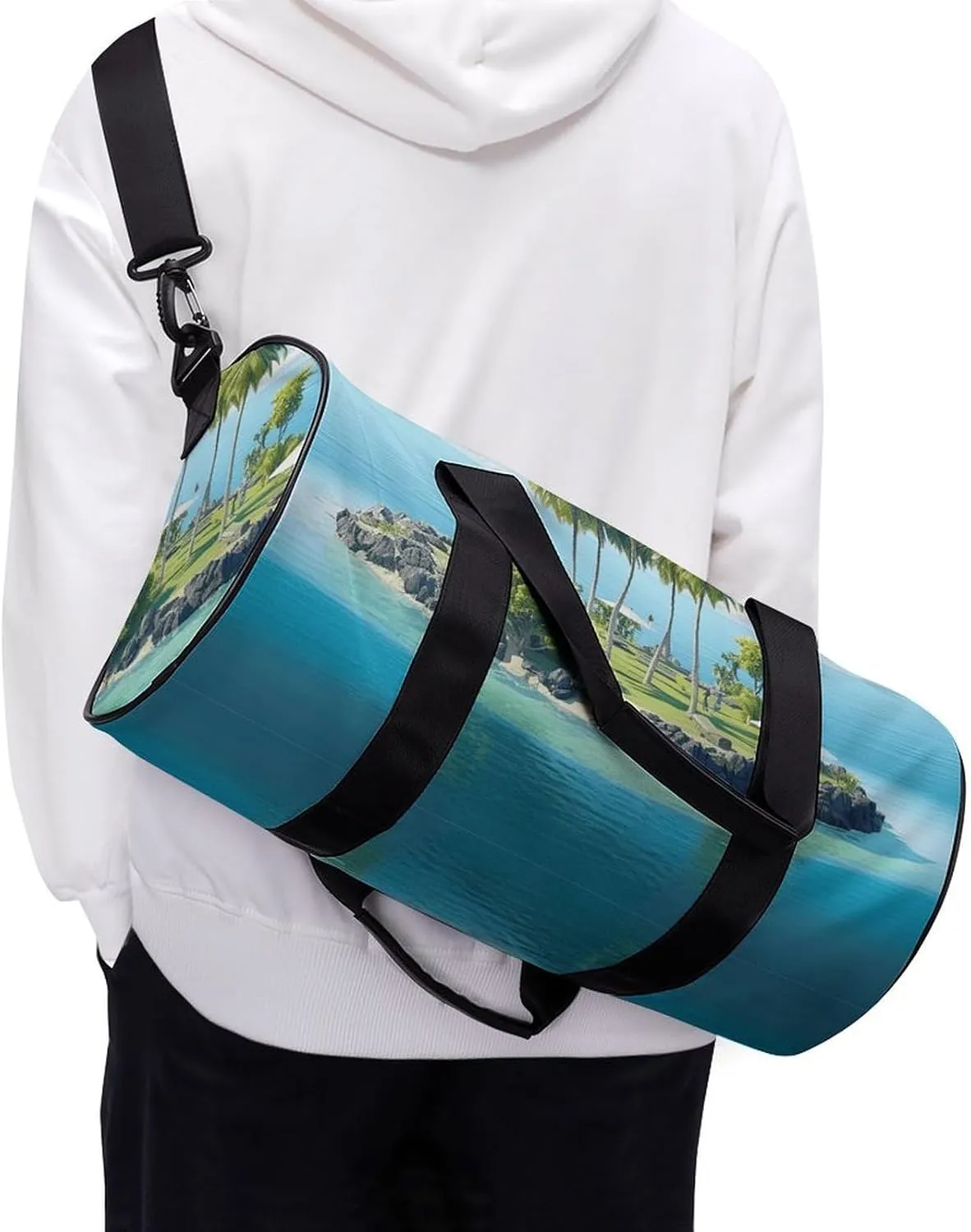 Gym Bag Ocean Island Duffel Bag for Men Women Overnight Bag with Shoe Compartment Workout Bags
