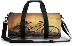 Gym Bag Old Bicycle Duffel Bag for Men Women Overnight Bag with Shoe Compartment Workout Bags