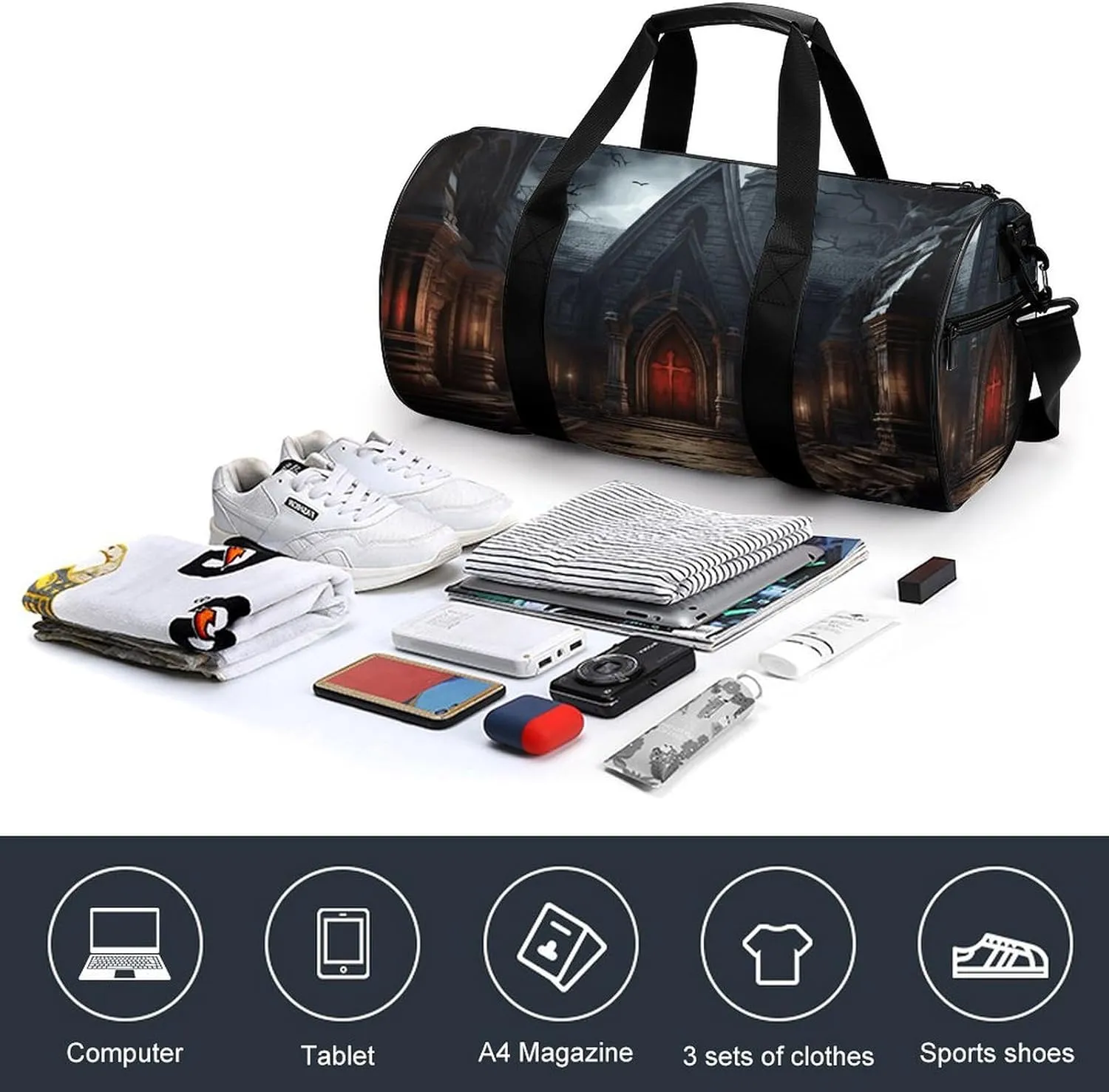 Gym Bag Old Crypt Duffel Bag for Men Women Overnight Bag with Shoe Compartment Workout Bags