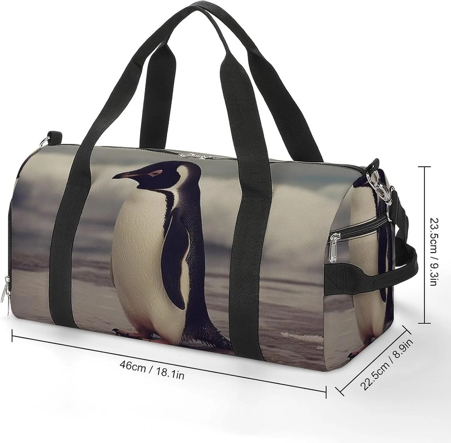 Gym Bag Penguin On The Beach Duffel Bag for Men Women Overnight Bag with Shoe Compartment Workout Bags