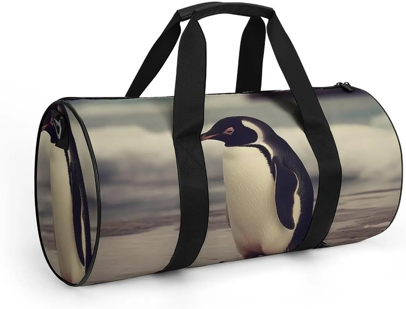 Gym Bag Penguin On The Beach Duffel Bag for Men Women Overnight Bag with Shoe Compartment Workout Bags