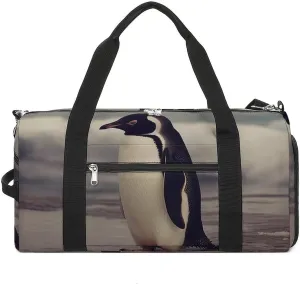 Gym Bag Penguin On The Beach Duffel Bag for Men Women Overnight Bag with Shoe Compartment Workout Bags