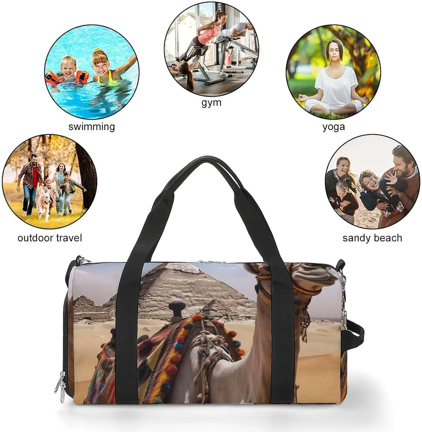 Gym Bag Pyramid Camel Duffel Bag for Men Women Overnight Bag with Shoe Compartment Workout Bags