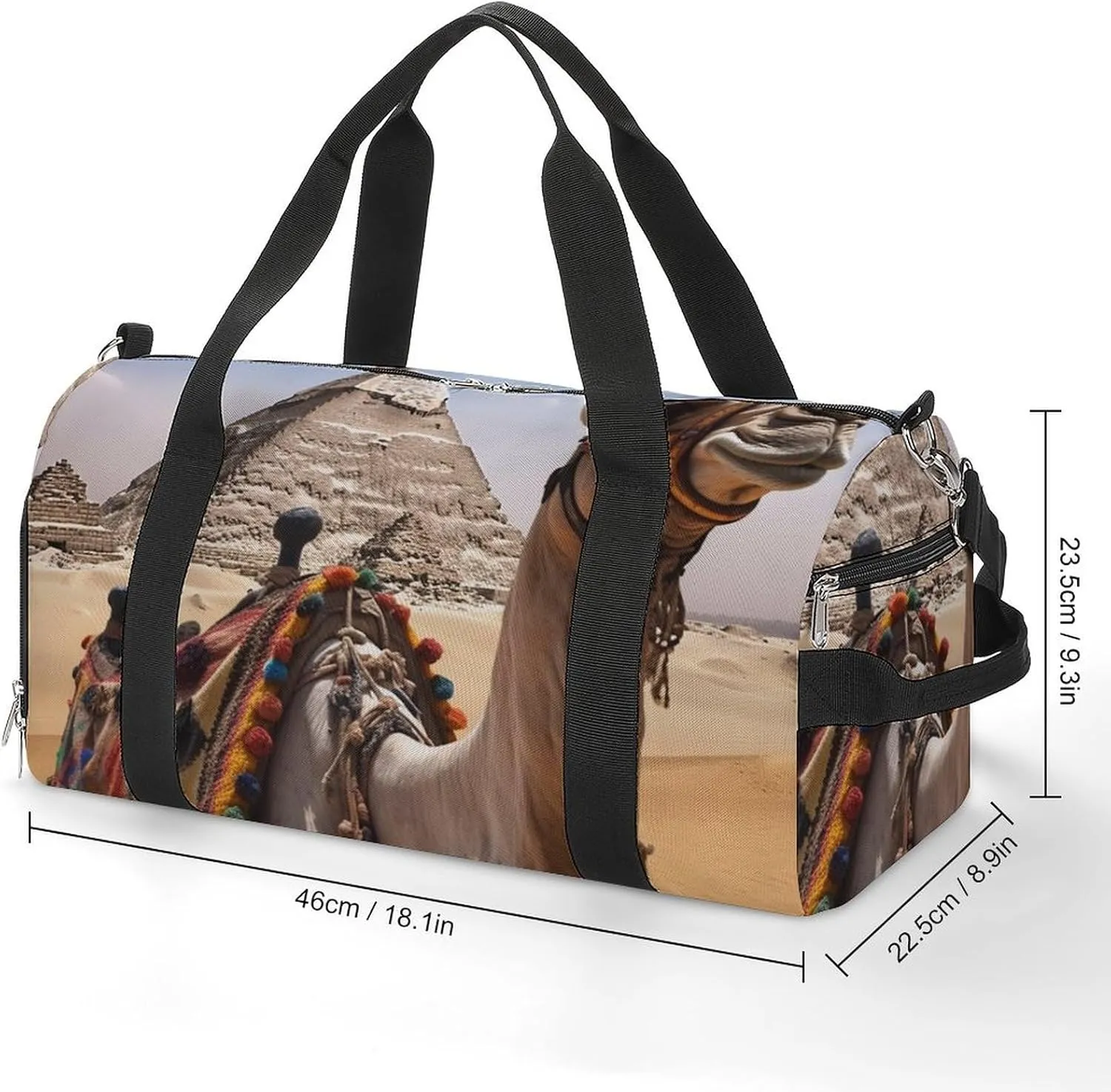 Gym Bag Pyramid Camel Duffel Bag for Men Women Overnight Bag with Shoe Compartment Workout Bags