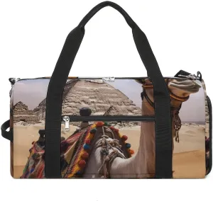 Gym Bag Pyramid Camel Duffel Bag for Men Women Overnight Bag with Shoe Compartment Workout Bags