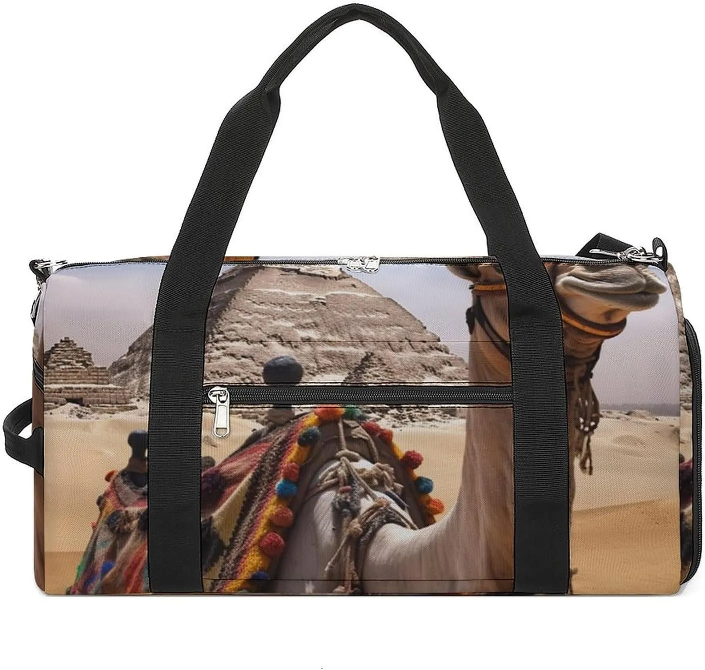 Gym Bag Pyramid Camel Duffel Bag for Men Women Overnight Bag with Shoe Compartment Workout Bags