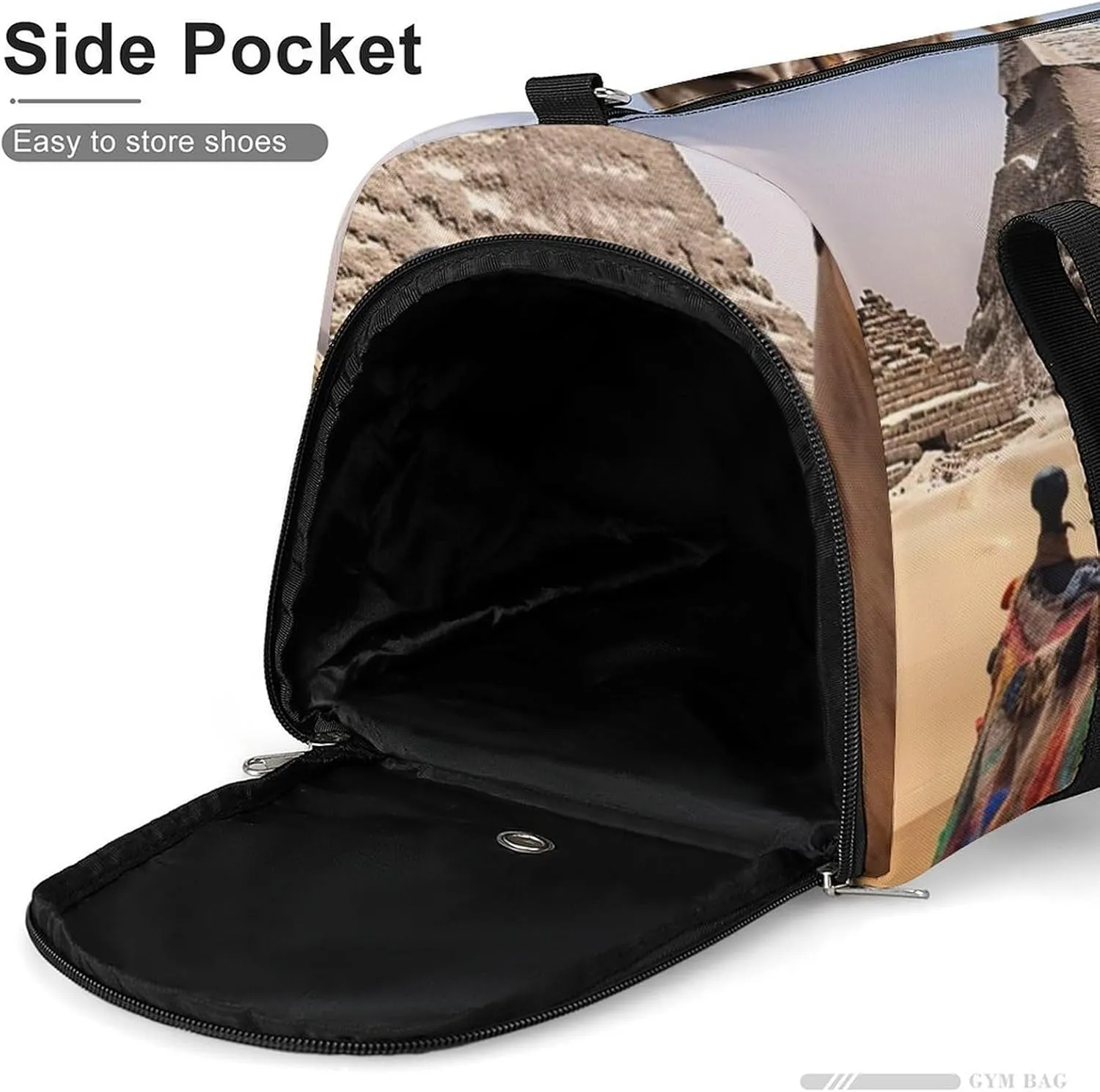 Gym Bag Pyramid Camel Duffel Bag for Men Women Overnight Bag with Shoe Compartment Workout Bags