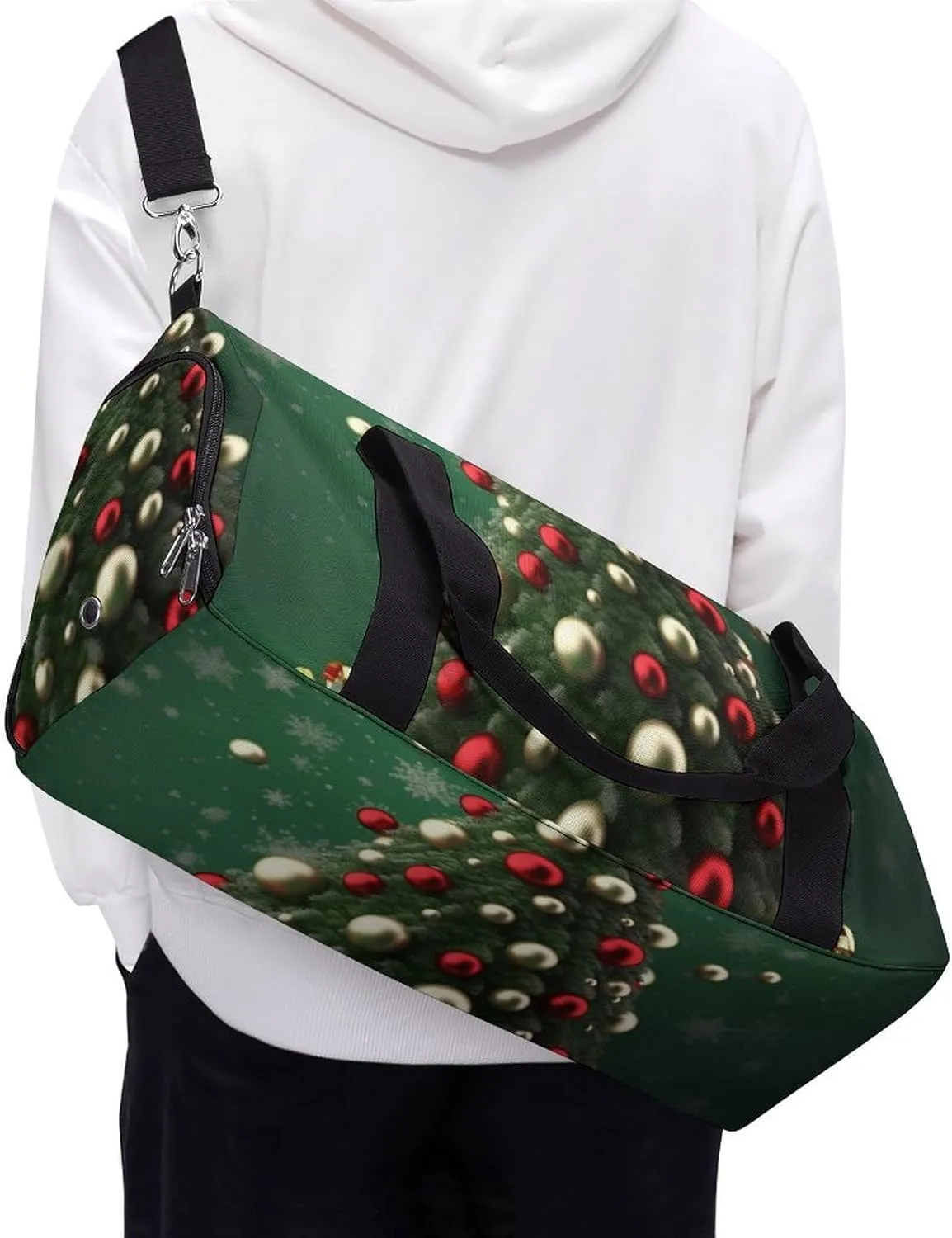 Gym Bag Round Ball Christmas Tree Duffel Bag for Men Women Overnight Bag with Shoe Compartment Workout Bags