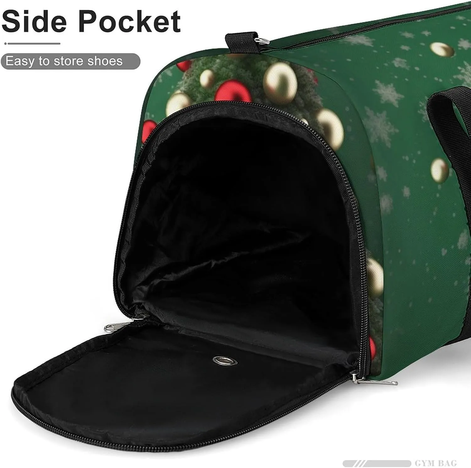 Gym Bag Round Ball Christmas Tree Duffel Bag for Men Women Overnight Bag with Shoe Compartment Workout Bags