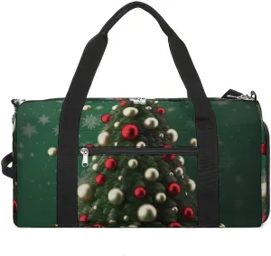Gym Bag Round Ball Christmas Tree Duffel Bag for Men Women Overnight Bag with Shoe Compartment Workout Bags