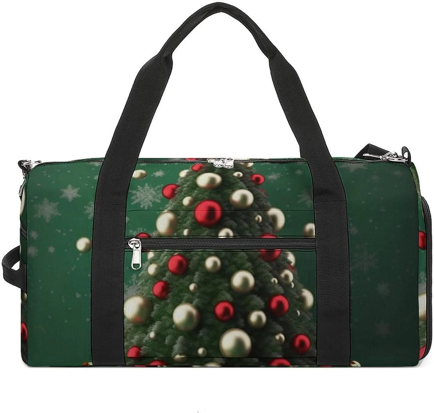 Gym Bag Round Ball Christmas Tree Duffel Bag for Men Women Overnight Bag with Shoe Compartment Workout Bags