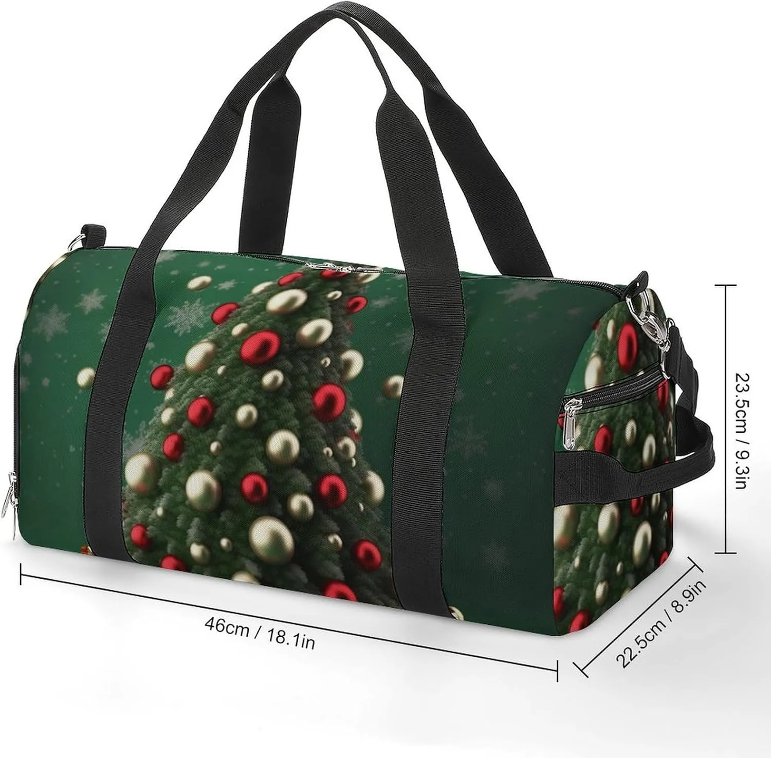 Gym Bag Round Ball Christmas Tree Duffel Bag for Men Women Overnight Bag with Shoe Compartment Workout Bags